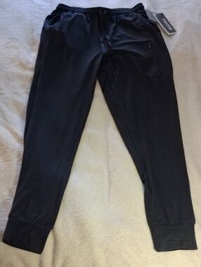 BODYGO MENS SIZE SMALL COZY Black Jogger Pants with Drawstring Waist NWT